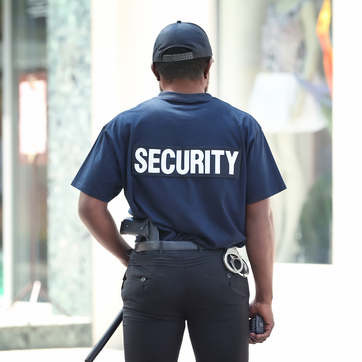Male security guard outdoors uniform