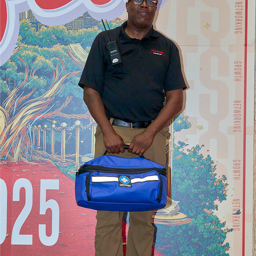 Man holding a medical kit